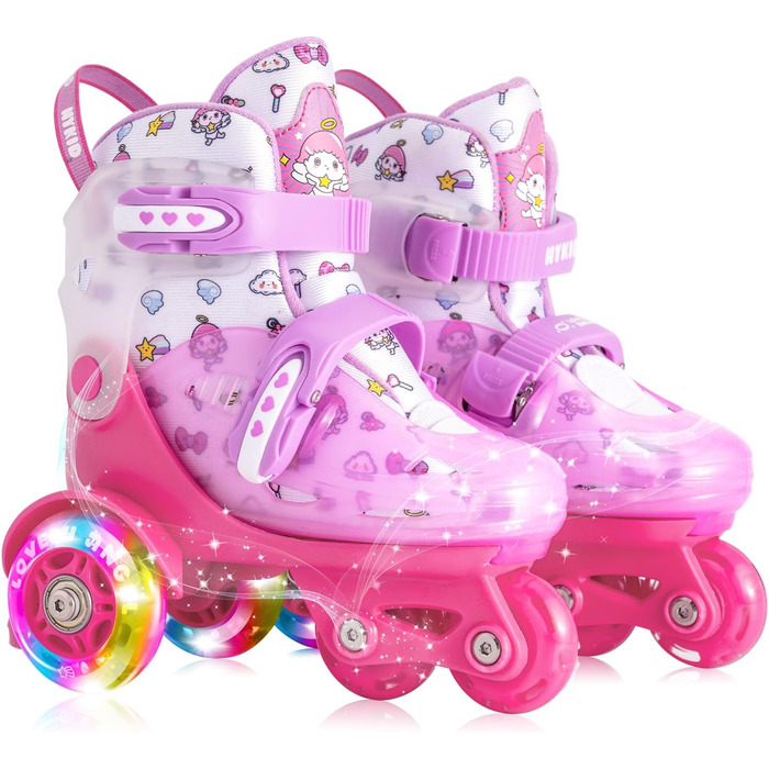 Дитячі ролики для дівчаток, 4 розміри, регульовані, безпечні, дихаюче покриття, легкі