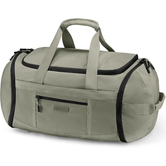Спортивна сумка LOVEVOOK для жінок та чоловіків, велика сумка для тренувань, дорожня сумка з відділенням для взуття, водонепроникна спортивна сумка, Travel Duffle Bag з рюкзаком для фітнесу, подорожей, спорту (зелена, 45L, 51*28*32 см)