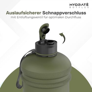 Фляга для води HYDRATE XL 2.2 л - для спортзалу, спорту та подорожей, без BPA, міцна, об'єм 2188 мл (Матовий камуфляж)