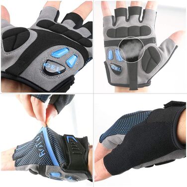 Велосипедні рукавички ROTTO MTB для чоловіків та жінок з гелевою та SBR-подушкою (Чорний-Синій, XS)