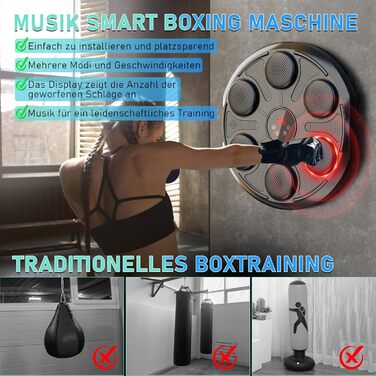 Музичний бокс-машина HSYFUNA з Bluetooth, 12 режимів швидкості, LED підсвіткою, лічильником, для тренувань вдома та у спортзалі, для дорослих і дітей, 2024, регулювання гучності