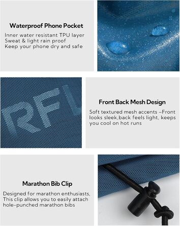 Поясна сумка для бігу WATERFLY: триатлонний пояс з тримачем для номера, сумка для телефону, поясна сумка для чоловіків та жінок (темно-синій)