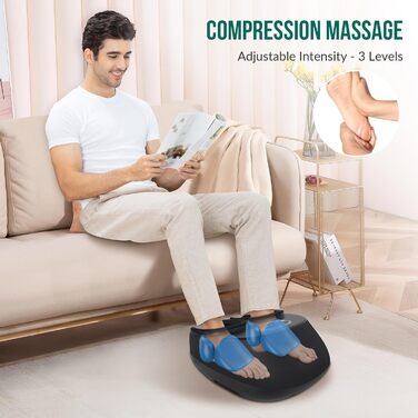 Масажер для ніг Snailax з підігрівом, розминанням, компресією та вібрацією. Електричний масажер для ніг при п'яткової фасції. Чорний колір