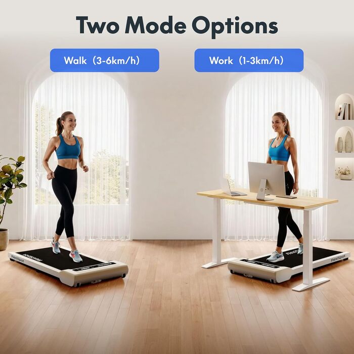 Тренажер для ходьби FlexiSpot Walking Pad 4 в 1 для дому та офісу, тихий біговий килимок з пультом та LED дисплеєм (Basic, White)