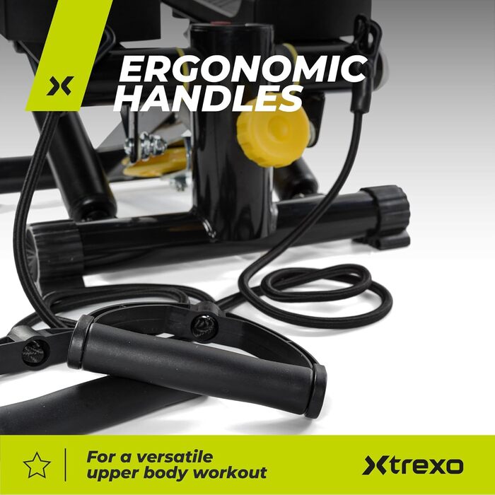 XTREXO Степер для дому FS100 | Регульована висота педалей та опір, дисплей, навантаження до 100 кг, чорний/жовтий | Hometrainer для кардіотренувань
