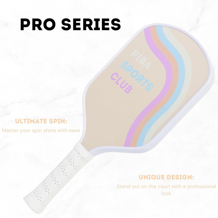 Професійна ракетка для піклболу PIBA Sports PRO Club Pro Series T700, T700 карбон, 16 мм стільникова основа, шорстка поверхня для топ-спіну, подовжена ручка, легка та точна, для досвідчених і професіоналів