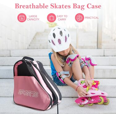 Сумка для ковзанів Baoblaze з регульованим плечовим ременем, рожева, для ковзанів, роликів, квадів