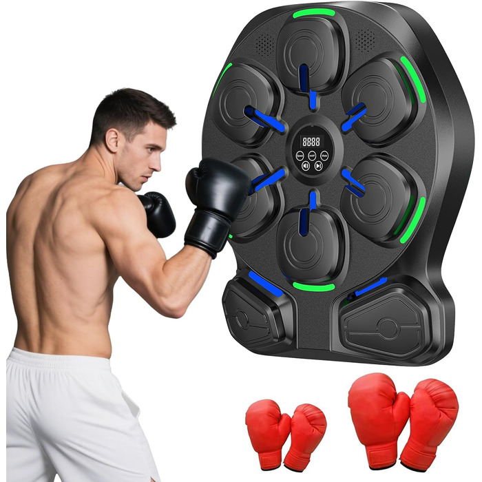 Електронна боксерська машина RevFit з LED-підсвіткою, Bluetooth, 9 режимів швидкості та режим підрахунку ударів, 51 см. Підходить для дітей та дорослих, для дому та фітнес-залу.