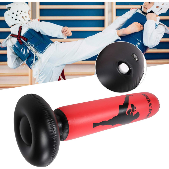 Надувний боксерський мішок 170 см для силових тренувань, чорно-червоний PVC, для чоловіків, жінок, хлопчиків та дівчаток