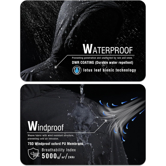 Зимова куртка для чоловіків, сноубордистська куртка, тепла, водонепроникна, для активного відпочинку, вітронепроникна знімною капюшоном (L, армійний зелений)