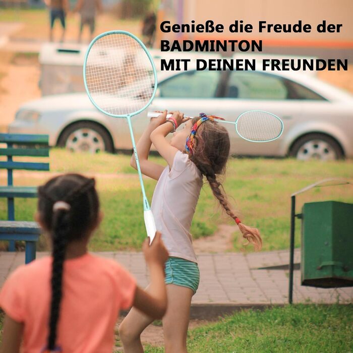 Набір для бадмінтона OGEENIER: 2 ракетки, 2 ручки, 2 волани, 1 ракетка з сумкою (зелений, 3 1/4 дюйма)