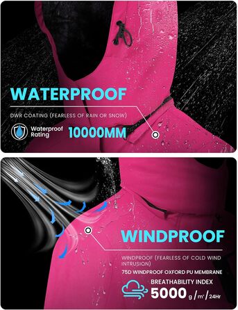 Жіноча водонепроникна куртка WULFUL для сноубордингу та лижного спорту, тепла зимова куртка з капюшоном (XL, Rosenrot)