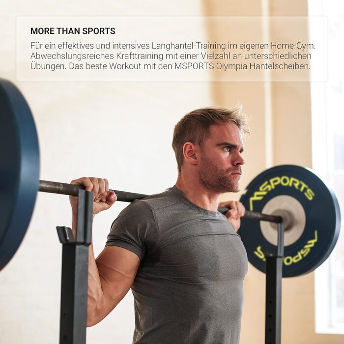 Гантельні диски MSPORTS Olympia 2 шт, 20 кг, 51 мм, студійна якість, литий чавун, гума, сині