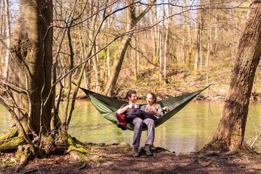 Гамак Amazonas Ultra-Light Silk Traveller Thermo 275x140 см, зелений, до 200 кг - надлегкий шовковий гамак для подорожей
