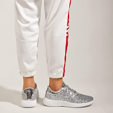 Кросівки жіночі срібні LUCKY STEP з блискітками та стразами, легкі тенісні кеди 40 EU