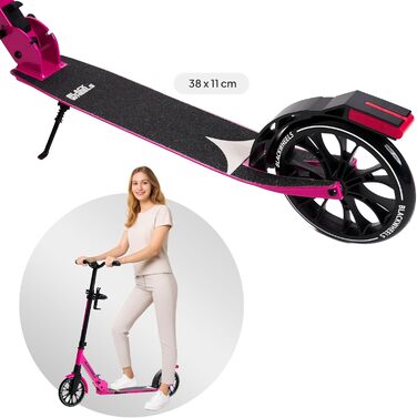 Самокат міський BLACKWHEELS Zoom City-Scooter 200мм, алюмінієвий, складаний, з амортизаторами, регульований кермо, чорно-рожевий