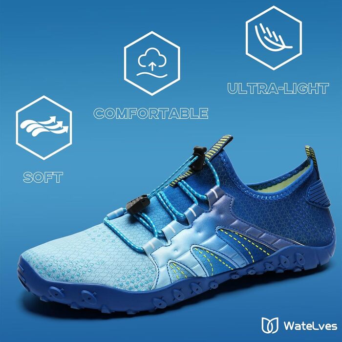 Чоботи для плавання WateLves: чоловічі та жіночі, для пляжу, води, серфінгу, 42 EU, темно-синій