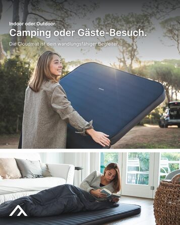 Надувний килимок Qeedo Cloudmat Premium - для кемпінгу, подорожей та гостей (Dark Navy, Double XL)