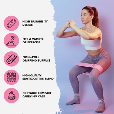 Еластичні гумки для фітнесу, набір 6 шт. (3 гумки для сідниць, 3 петлеві гумки для ніг, сідниць, стегон) для занять у залі, вдома, пілатесу, йоги (зелений, рожевий, фіолетовий)