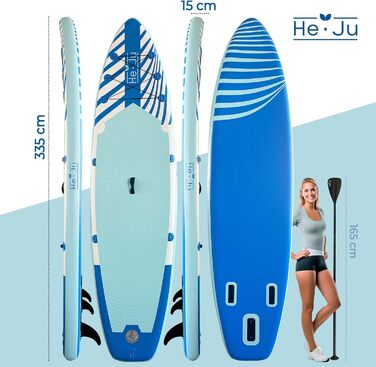 Надувна SUP-дошка He-Ju 335x84x15 см, водонепроникна, для початківців і досвідчених, з аксесуарами, синя