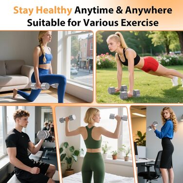 Регульовані гантелі 2 шт. в наборі, 4 в 1, гантелі з вільними вагами, гантелі для жінок вдома, набір гантелей 2.3 кг з неслизькою ручкою для домашнього спортзалу, тренувань та фітнесу, сірий колір