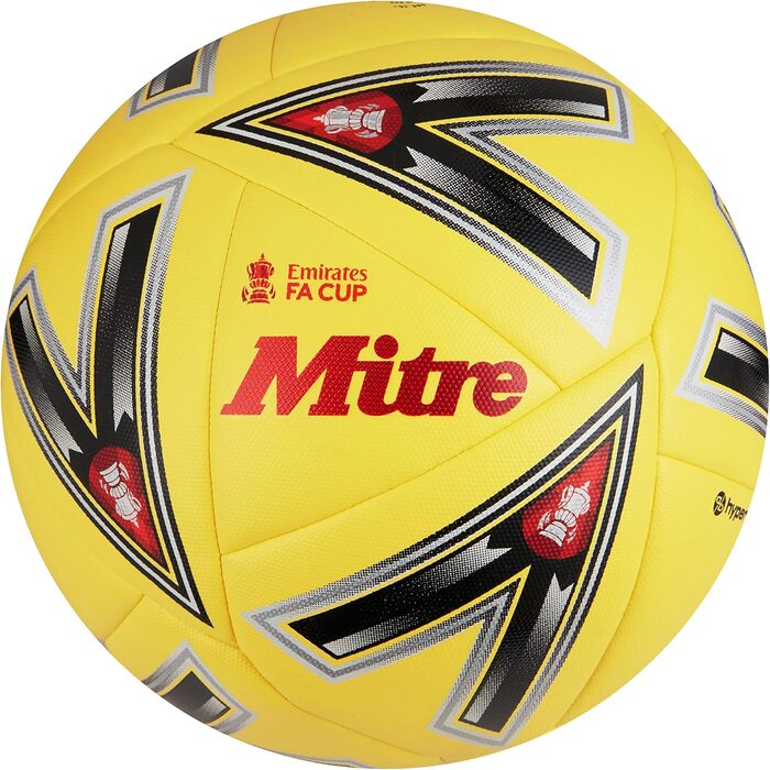 Футбольний м'яч Mitre Match FA Cup, розмір 4, жовтий, високої міцності, для тренувань