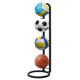 Вертикальна полиця-органайзер для спортивних м'ячів Balllaufbewahrungsregal, 4-рівневий стійкий стелаж із вугільної сталі для футбольного, волейбольного та баскетбольного м'ячів