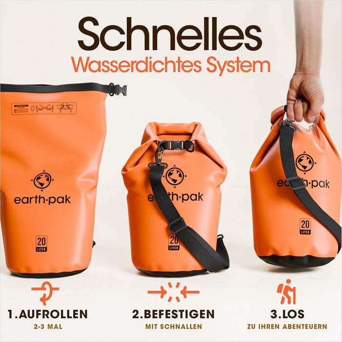 Earth Pak Packsack Rolltop 30L Оранжевий - Водонепроникний рюкзак для каякінгу, туризму, риболовлі та відпочинку на природі