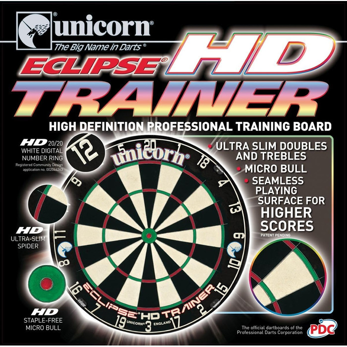 Дартборд Unicorn Eclipse HD Trainer з щетини для тренувань