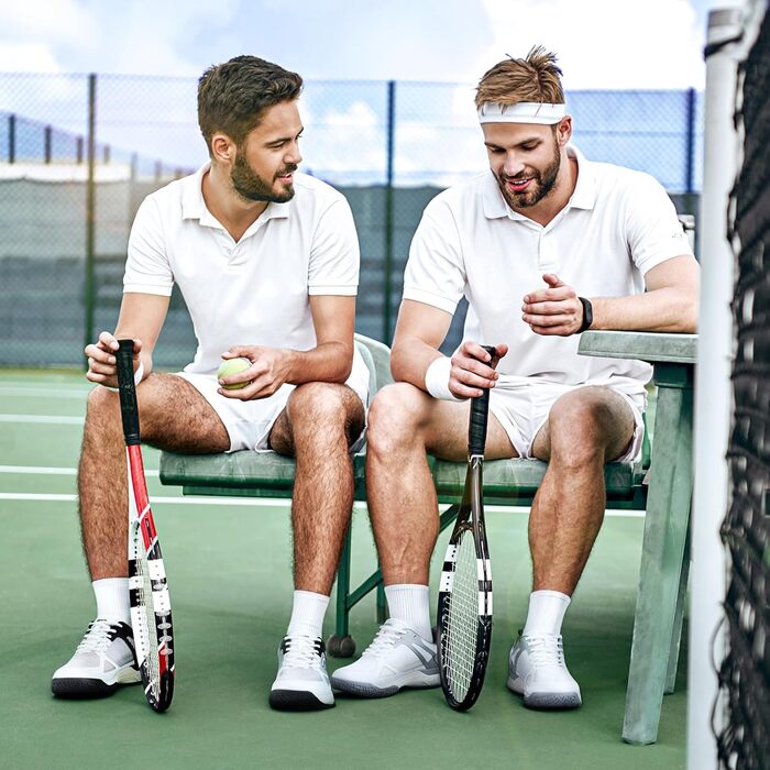 Тенісні кросівки FitVille для чоловіків, широкі, з антиковзким покриттям, для залу, бадмінтону, фітнесу, бігу (42 EU, білі з сірим)