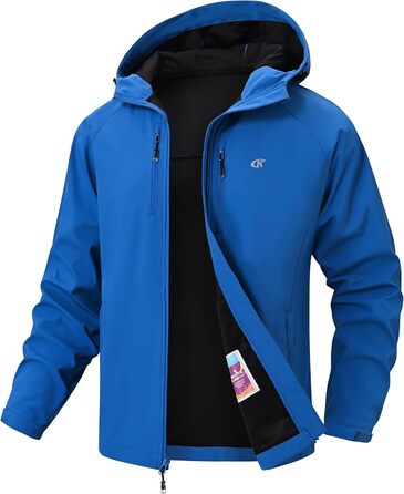 Чоловіча куртка Softshell Huayuzh — водонепроникна, вітрозахисна та дихаюча outdoor куртка-вітровка для походів та кемпінгу, XL, синя