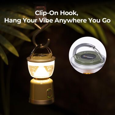 Ліхтар для кемпінгу BougeRV, акумуляторний, знімний штатив, 2700K, 400LM, IPX5, для кемпінгу, подорожей, надзвичайних ситуацій