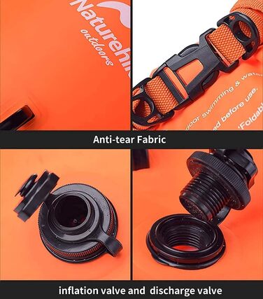 Надувна плавуча рятувальна подушка Naturehike 18L, водонепроникний мішок для плавання, пляжна сумка з регульованим поясом, помаранчевий