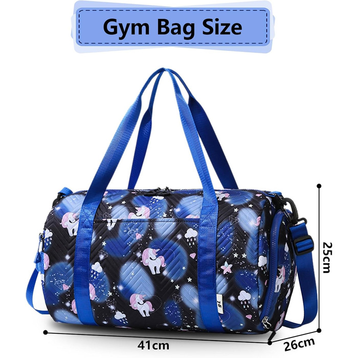 Спортивна сумка з єдинорогом, чорна – унісекс для тренувань та спорту