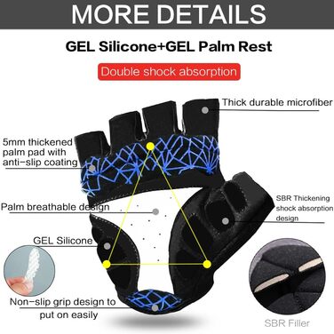 Рукавички для велосипеда FINGER TEN для чоловіків, MTB, гелеві, протиковзкі, для катання, Downhill, хайкінгу, унісекс, сині, напівпальцеві