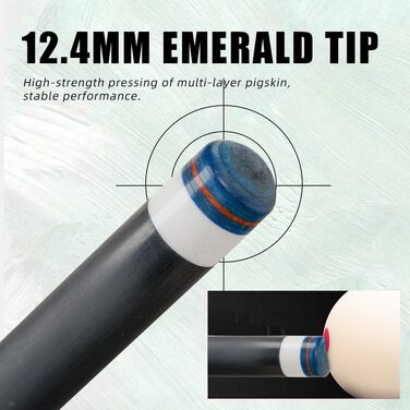 CRICAL Більярдний кий з карбону, 147.3 см, професійний, з'єднання 3/8 x 8, наконечник 12.5 мм, CL-01