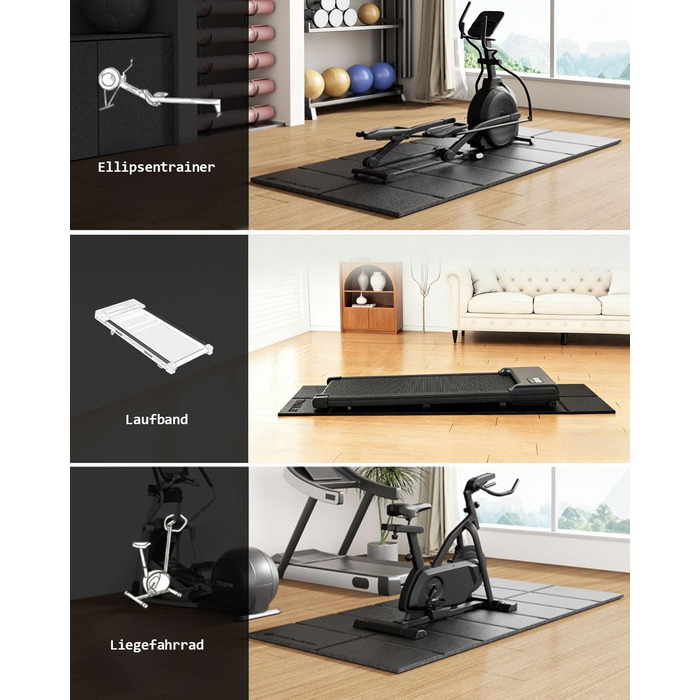 Захисний килимок під бігову доріжку та тренажери, шумопоглинаюча підкладка для підлоги (килим, ламінат), 183 x 81 x 0.6 см