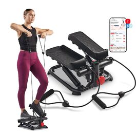 Степер Sunny Health & Fitness для дому: компактний міністепер для кардіо-тренувань з функцією Twist, еспандерами та додатком SunnyFit