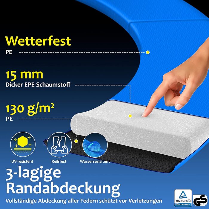 Трамплін KESSER® Ø 244/305/366/427 см з сіткою | Сертифікат TÜV Rheinland GS | Для дітей до 150 кг | Садовий, дитячий | Комплект