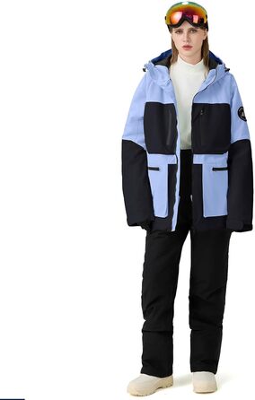 Жіночий комплект гірськолижний HOTIAN: куртка та штани, водонепроникний, вітронепроникний, теплий, для зимових видів спорту, розмір M, колір: BU+BK