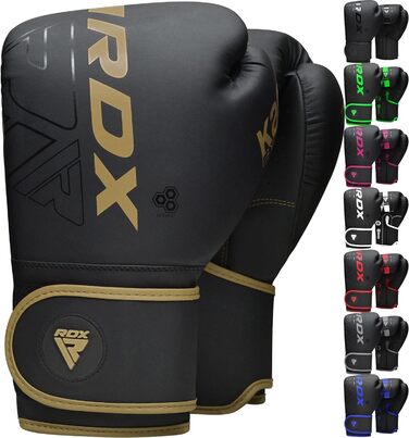 Дитячі боксерські рукавички RDX для муай-тай, кікбоксингу та MMA, шкіра Maya Hide, 6oz, чорні з золотим, для тренувань, мішка та спарингу
