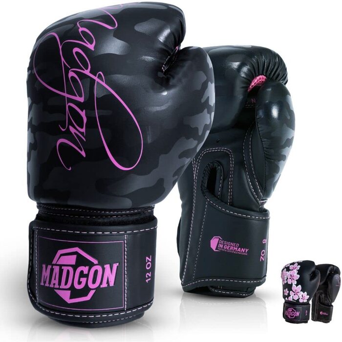 Боксерські рукавички жіночі MADGON Premium 12oz для кікбоксингу, MMA, спарингу, муай тай та боксу