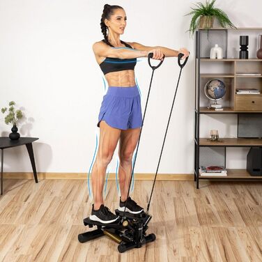 Gymtek XST500 Степпер - Міні тренажер для фітнесу та пілатесу з LCD-дисплеєм, лічильником кроків та підсвічуванням, чорний та золотий