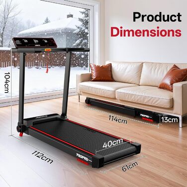 Біговий тренажер JOROTO з нахилом 10%, складаний, до 12 км/год, LED-дисплей, Bluetooth, 2.75 HP, для дому та офісу, до 130 кг