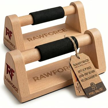 RawForce Паралелети дерев'яні для віджимань та стійки на руках - захист суглобів, нековзні. Обладнання для віджимань та калістеніки
