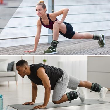 Нагрудники Sportneer з регульованою вагою 0,9-4,5 кг (на щиколотку) / 1,8-9 кг (на пару), вага для ніг та рук, армійний зелений