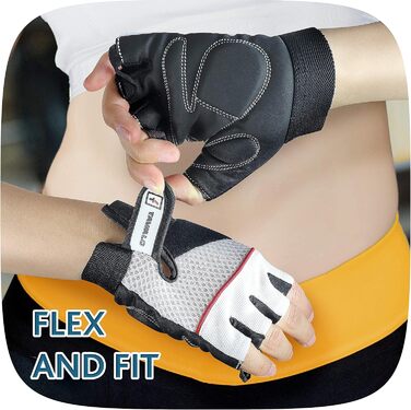 Рукавички для фітнесу та тренувань жіночі Fitnesshandschuhe, розміри S (13-16 см) та M (16-19 см), шкіра, для силових тренувань, чорно-біло-червоні