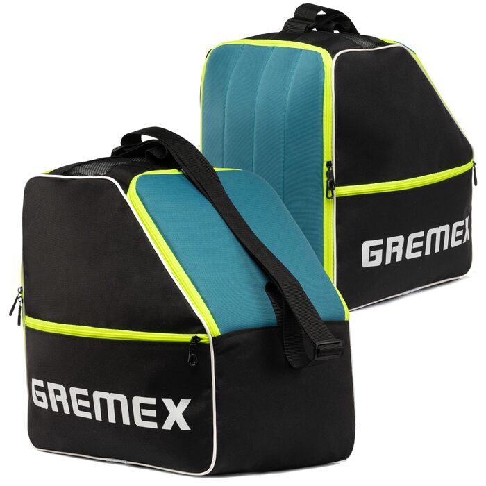 Чохол для лижних черевиків з відділенням для шолома - Водонепроникний рюкзак для лижних черевиків та шолома, з титановими швами, для транспортування, подорожей та захисту спорядження (Чорний + Бірюзовий)