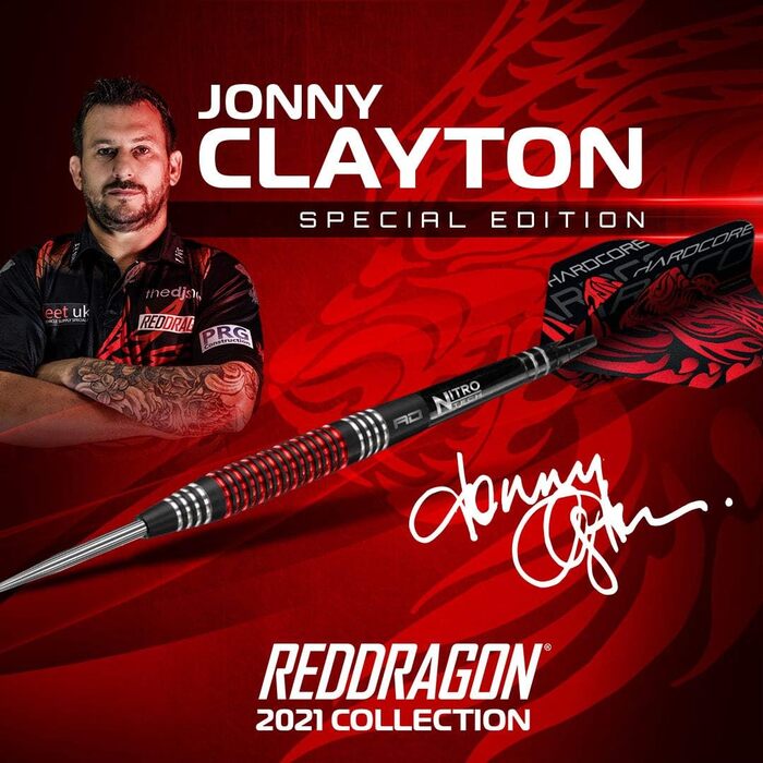 Професійні дартс RED DRAGON Jonny Clayton 22 г, вольфрам, з оперенням та стрижнями, спеціальна серія