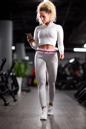 Пояс-сумка для телефону Fitgriff Laufgürtel – ідеально для бігу, фітнесу, джогінгу (рожевий, M-L, 85-120 см). Сумка на пояс для смартфонів.